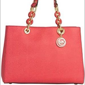 Michael Kors Cynthia Safiano Satchel in Watermelon